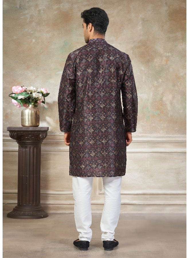 OUTLUK Black Premium Silk Kurta for Men - Image 2